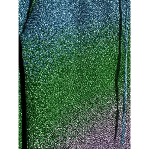 Maje Metallic Multicolor Full Zip Hooded Sweater Blue Purple Green SIZE S/M - Picture 3 of 14